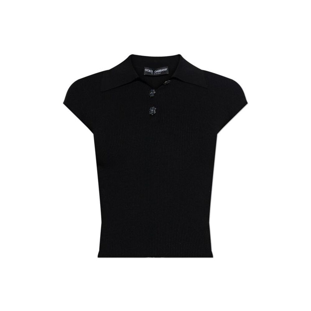 Polo with shimmering buttons